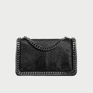 ZARA BLACK CHAIN EMBOSSED BAG